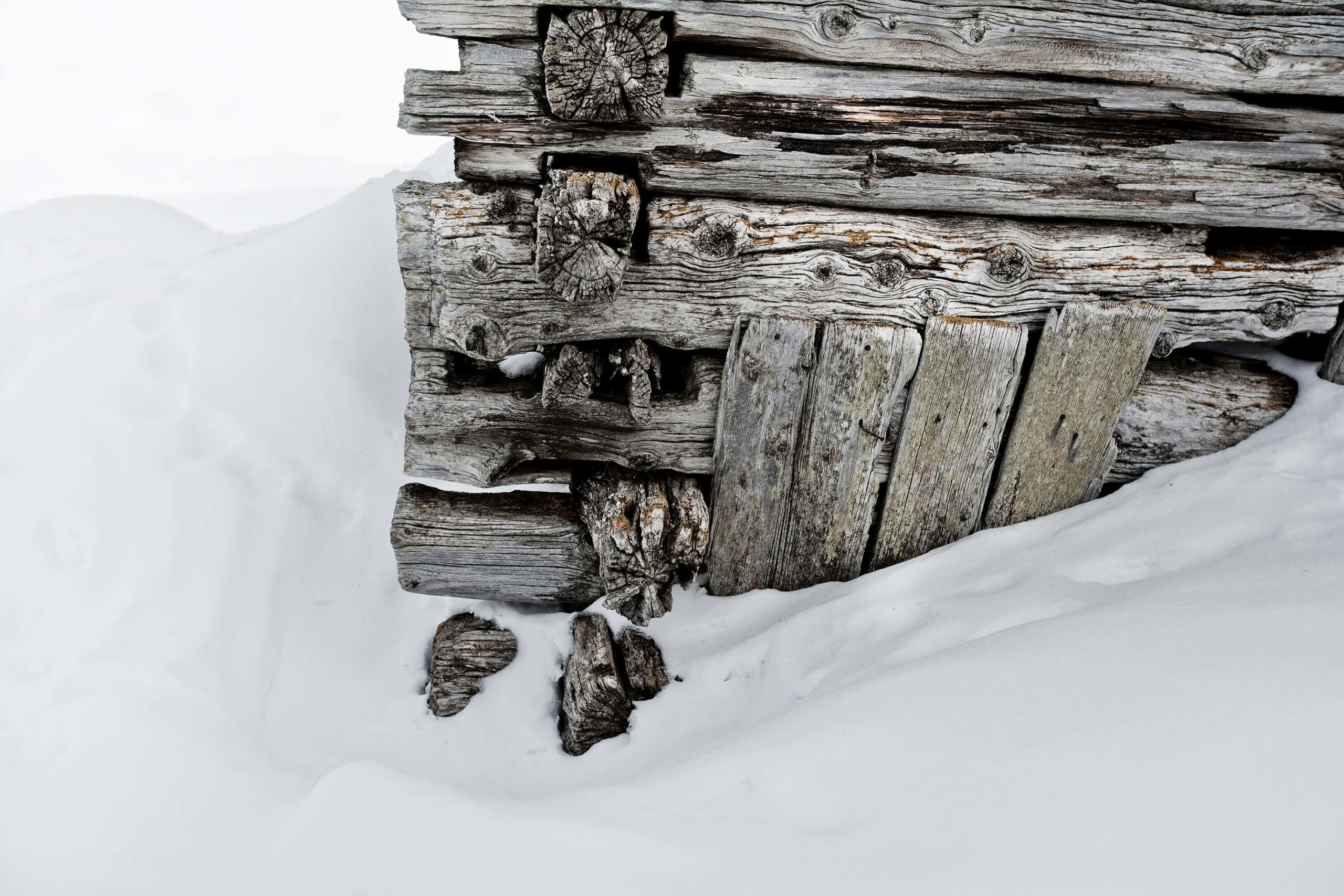 Snowbound shepherd huts, Dolomites