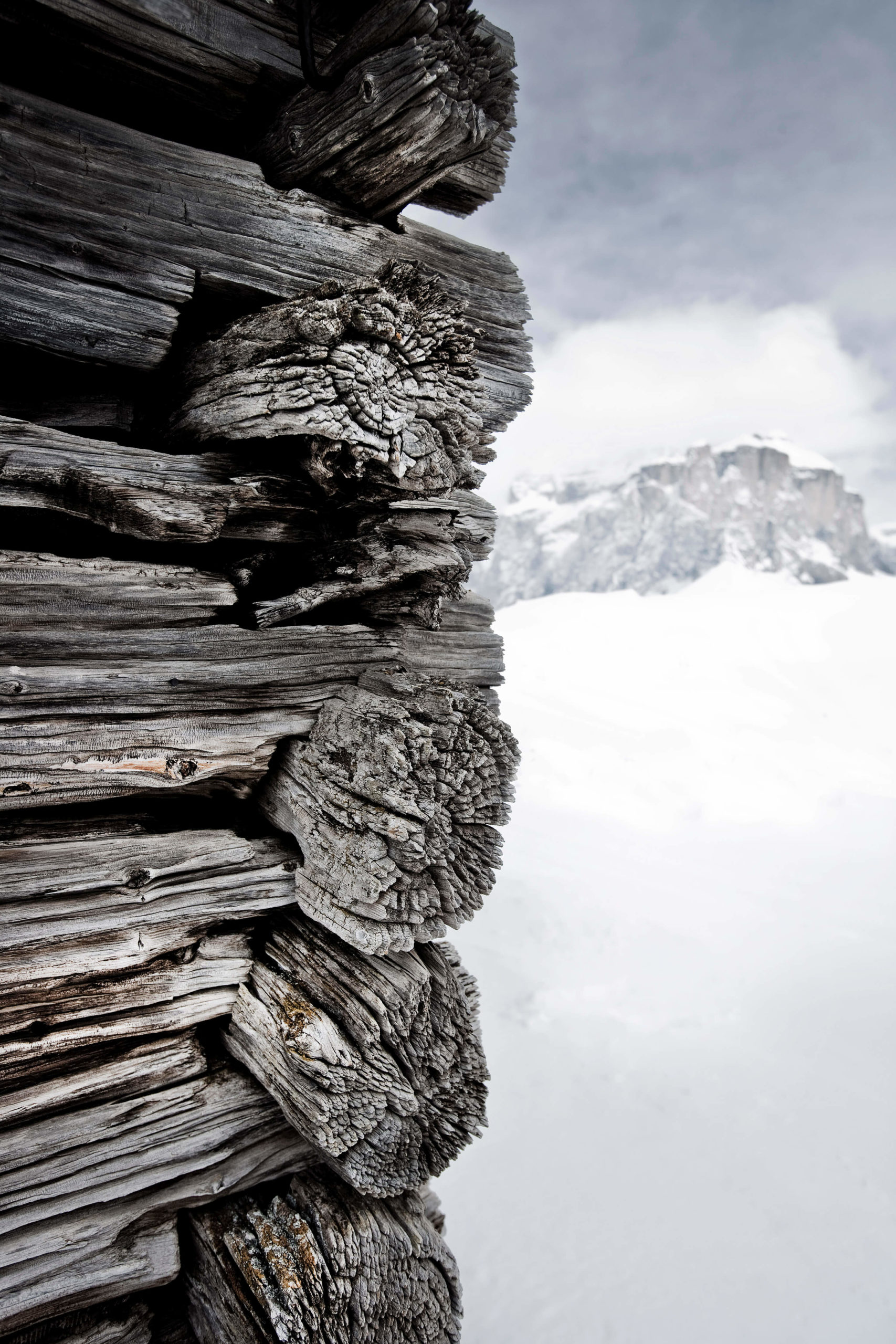 Snowbound shepherd huts, Dolomites