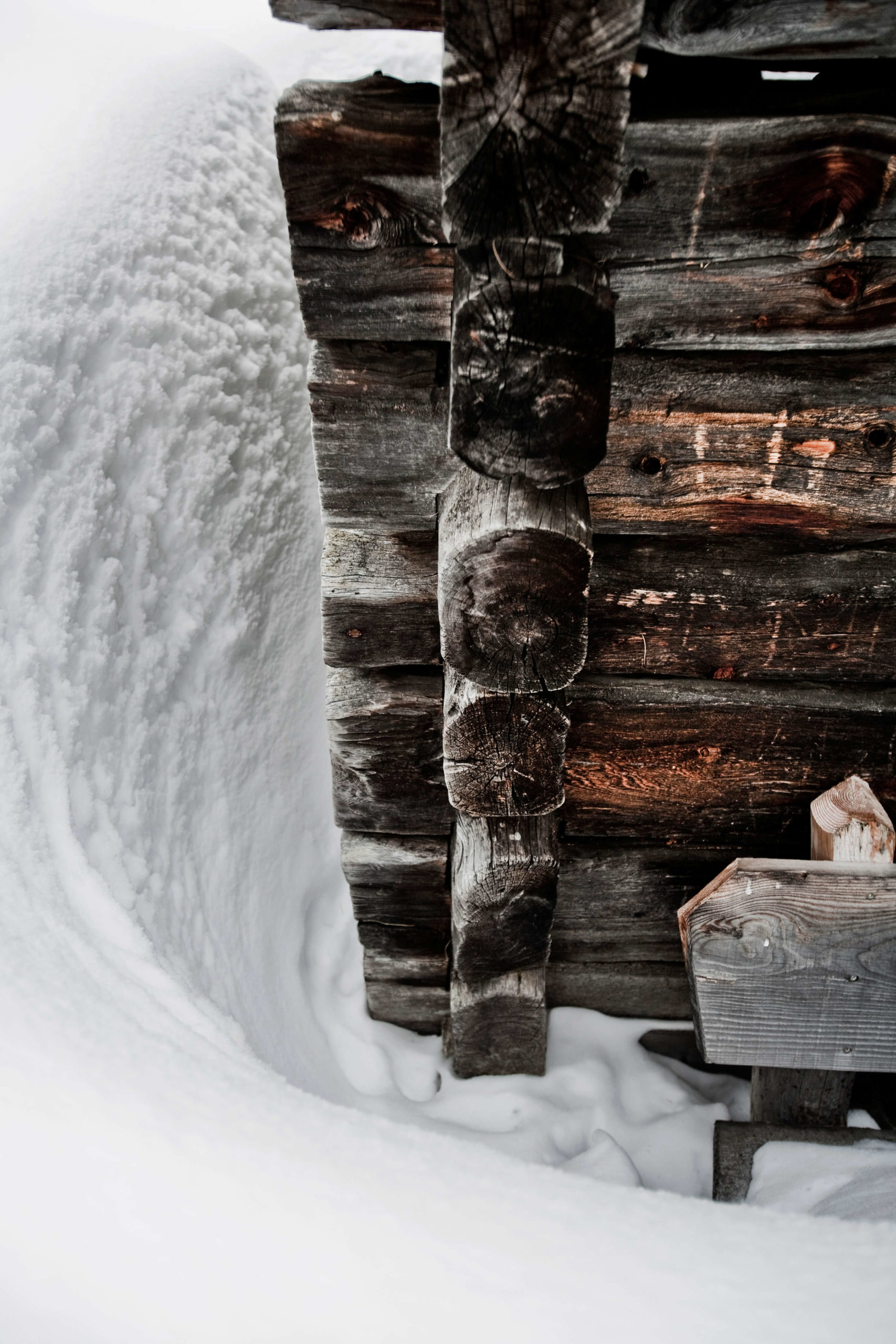 Snowbound shepherd huts, Dolomites