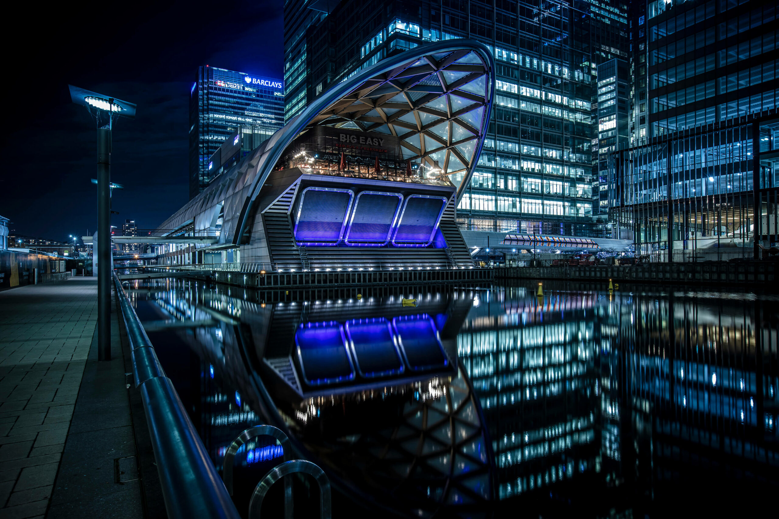 The empty streets around Canary Wharf