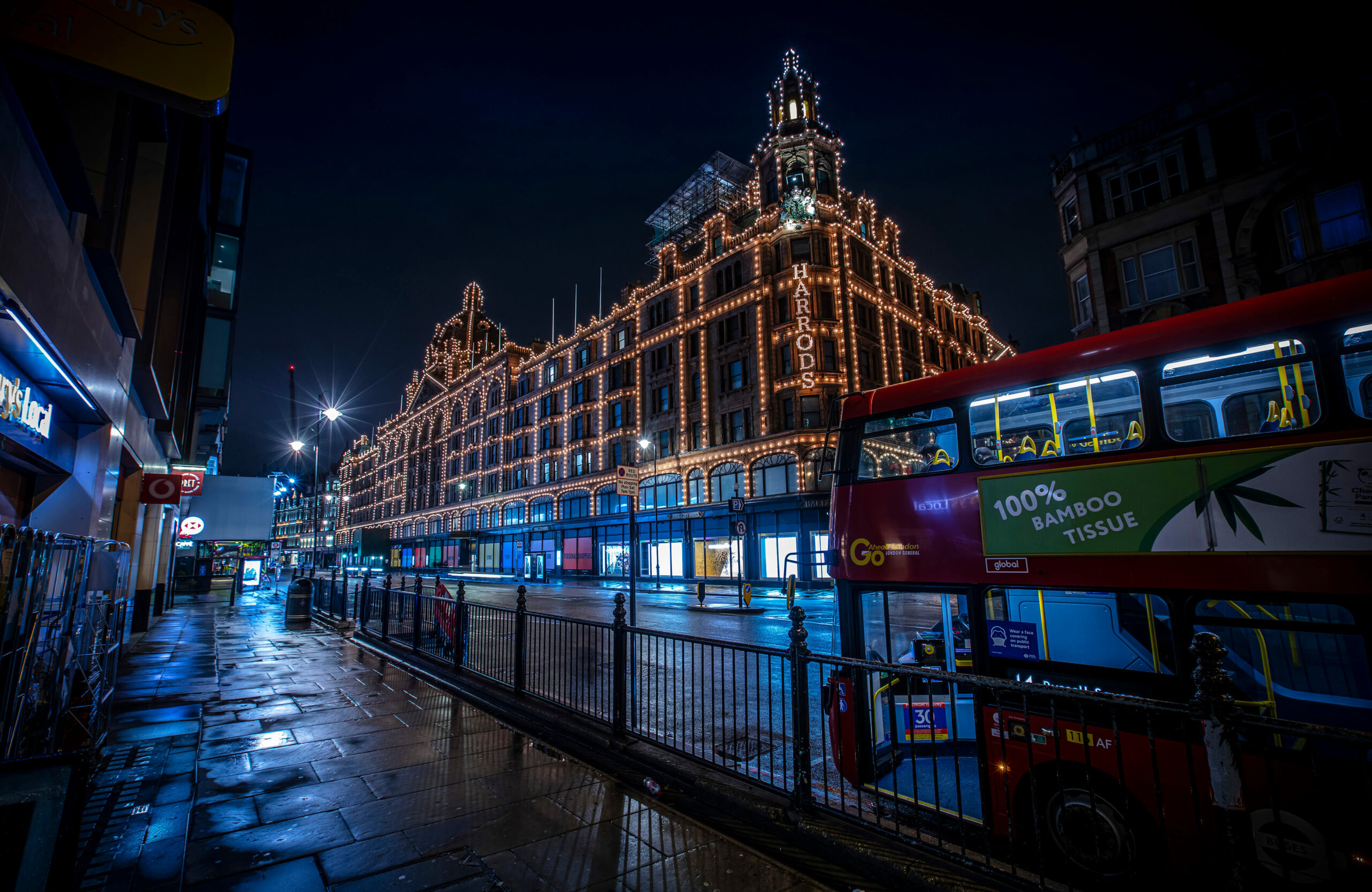 Empty streets outside Harrods