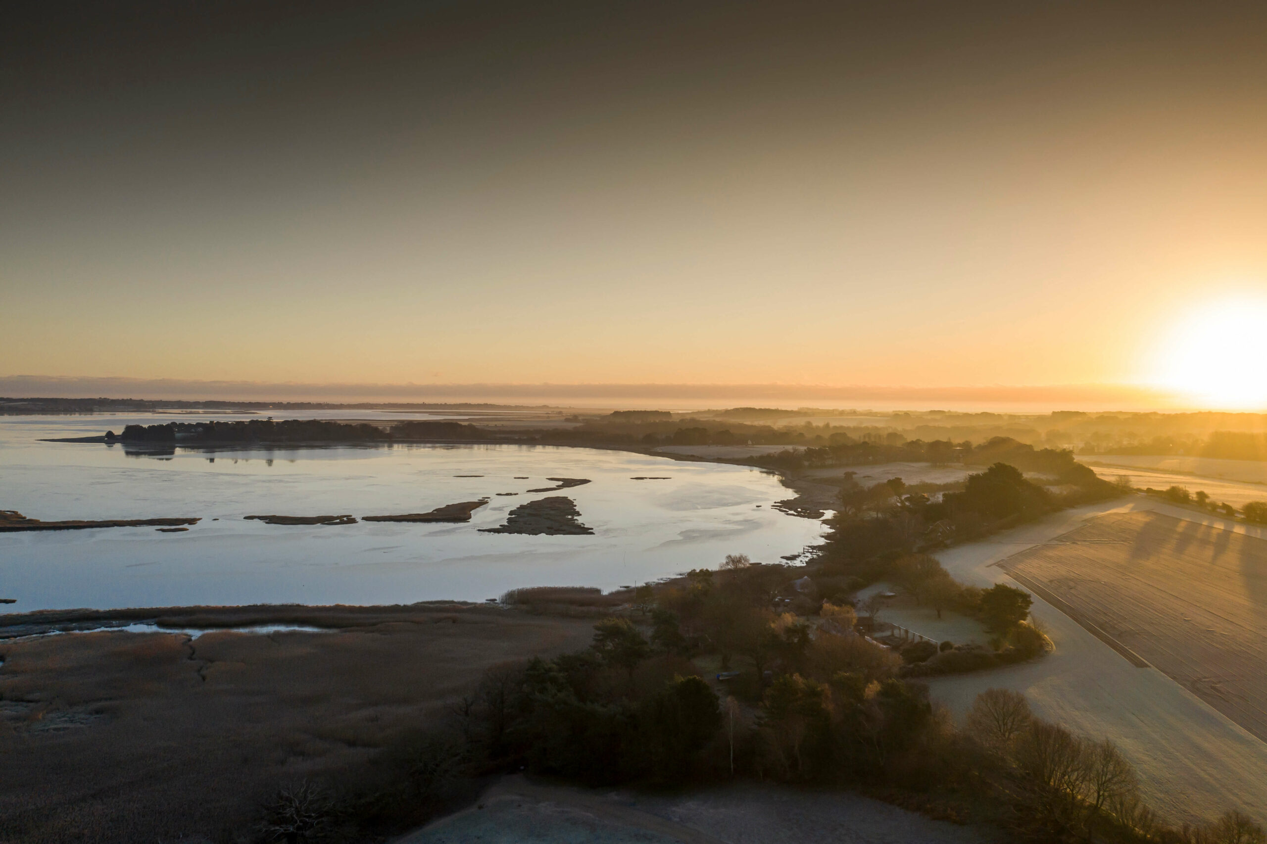 Dawn over Iken and the River Alde looking east towards Aldeburgh